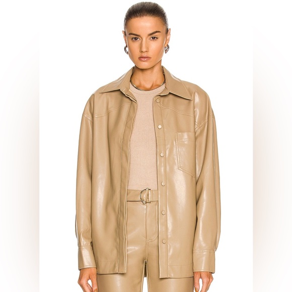 NICHOLAS Jackets & Blazers - NICHOLAS Aretha Dark Tan Vegan Leather Shacket - Size 6 OVERSIZED- EUC